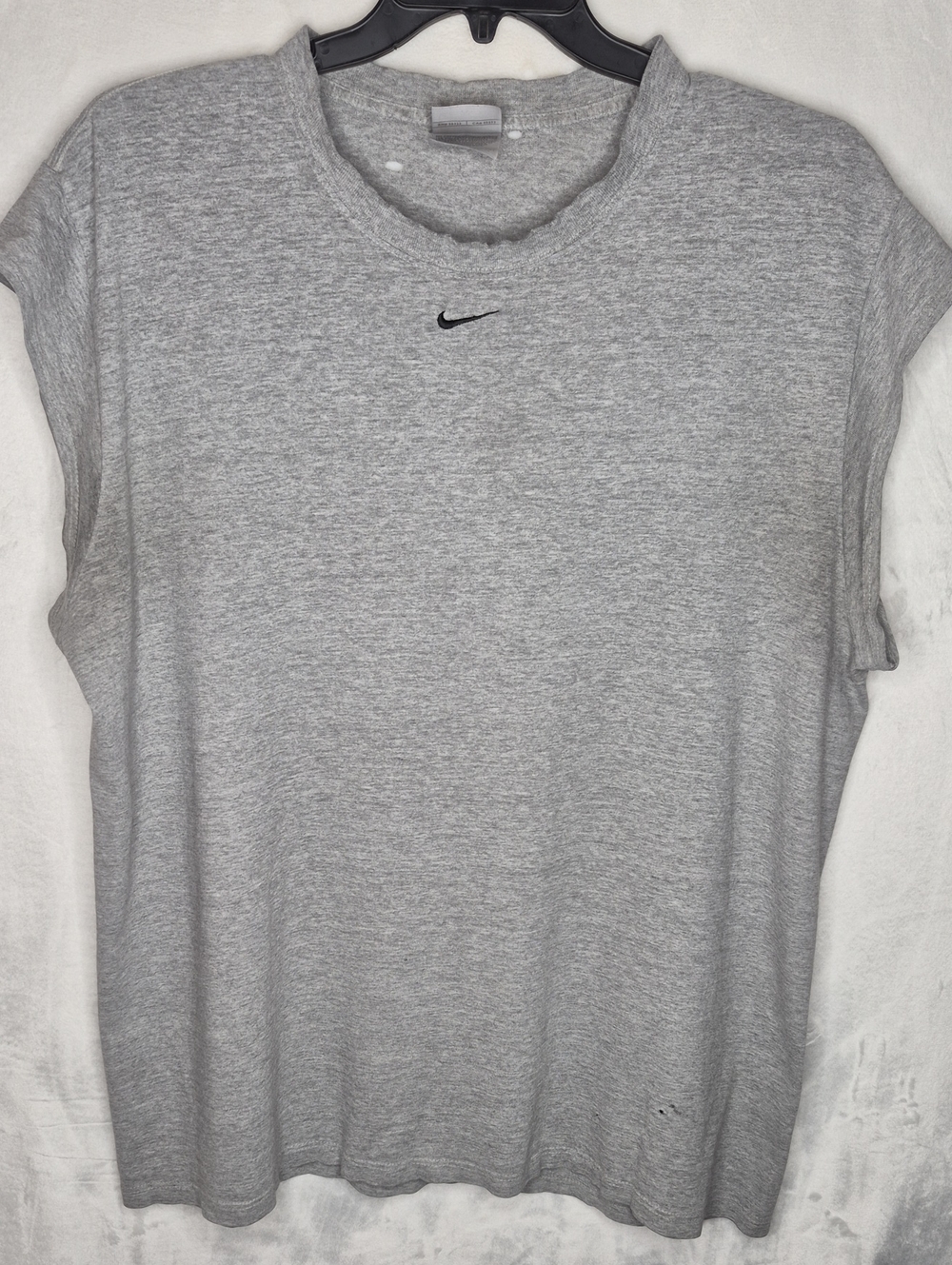Nike Center Swoosh Gray Distressed Vintage Muscle Tee Tank Top Size XL